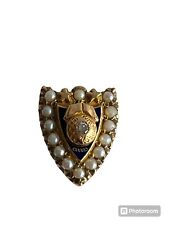 Vintage 10K Solid Yellow Gold Pearl and Diamond Fraternity Pin Fellowship Guild picture