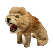 Vintage Lion Sitting Roaring Real Fur Figurine Safari Jungle picture