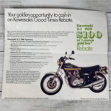 1975 Kawasaki Motorcycle Print Ad Vtg Rebate Certificate 1/2oz Gold Bar Z-1 900 picture