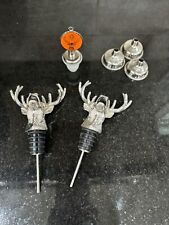 Jagermeister Set Of 2 Pour Spouts Metal Moose Heads One Jagermeister Orange picture