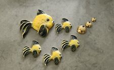 Ceramicraft California Pottery 5 Yellow & Black Fish with 3 Gold Bubbles picture