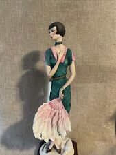 Vintage GIUSEPPE ARMANI Figurine 13” - Lady with Fan - Made in Italy picture