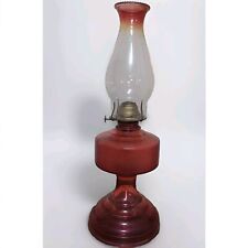 Vintage Red Depression Glass Oil Lamp Vine Chimney & P.A. Burner Large Eagle picture