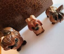 THREE Fabulous Vintage ANRI Carved Wood  Dog Figurines.  Each CARVED W/DETAILS  picture