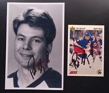 PAT ELYNUIK 4x6 Photo + 1991/92 UD Card Autographed Winnipeg Jets NHL picture