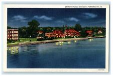 c1940s Craford Place at Night Portsmouth Virginia VA Unposted Postcard picture