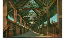 VTG c1955 Double Tinted Collotype Postcard: Chapel Bridge Lucerne Switzerland picture