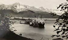 Seward Alaska AK Ships And Mountain Antique RPPC Real Photo Postcard picture