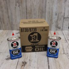 12 Pack- Vintage 3-In-One Motor Oil Tin Can 3 Oz Oiler Blue SAE 20- (full) picture
