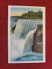 Vintage American Falls From Goat Isles Niagara Falls NY Linen  picture