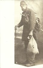 Hobo/vagabond/homeless man with belongings; nice 1910-1930s RPPC picture