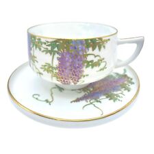 Koshida Wisteria Geisha Lithophane Vintage Tea Cup Saucer Porcelain Gold MARKED. picture
