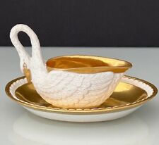 Antique Sevres Empire Period Porcelain Swan Cup with Saucer 1804-1814 picture