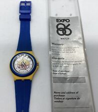 Vtg Expo 86 Swatch Quartz Watch By Swatch Swiss Made Blue/Yellow Vancouver Expo picture