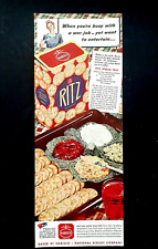 Ritz Crackers ad vintage 1943 WWII working women war job original advertisement picture