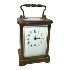 Antique C. 1900 French Carriage Clock Brass & Beveled Glass picture