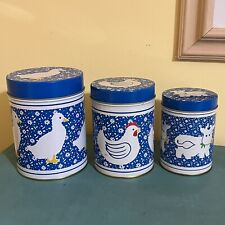 Vintage Nesting Tin Set Farm Animal Country Kitchen Cow, Chicken, Duck picture