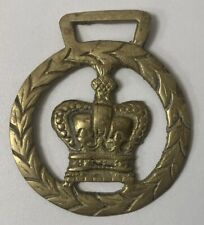 Brass Horse Medallion Vintage English Victorian Crown Royal Laurel Park Parade picture