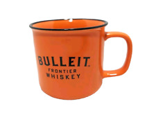 BULLEIT FRONTIER BOURBON WHISKEY 8oz Ceramic Orange Enamel Camp Drink Mug Cup picture