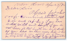1892 WJ Young and Co. RW Smith Van Horn Iowa IA Clinton Iowa IA Postal Card picture