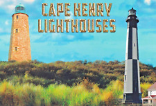 Postcard VA Virginia Beach Old Cape Henry Light Houses 4