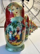 Russian Matryoshka Fairytale - Little Red Riding - Hand Made Nesting Doll 7 Pce picture