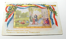 Patriotic Post Card==Embossed===Washingtons Birthday===Unposted Card picture