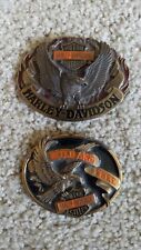 Lot (2) RARE Vintage 90s Harley Davidson Belt Buckles Harmony O-88 Eagle HD USA picture