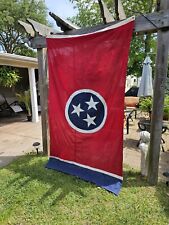 HUGE Vintage 8' x 5' WWII Era 1940s 3 Star Sewn Cotton TENNEESSEE State Flag USA picture