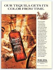1994 Sauza Conmemorativo Tequila Print Ad, Anejo Gold Mexico Agave Farmer Map picture