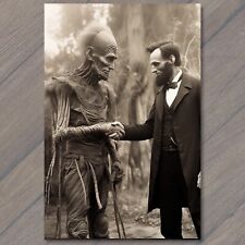 POSTCARD Historical Alien Encounter Shapeshifter Meets Abraham Lincoln 🛸🎩 V picture