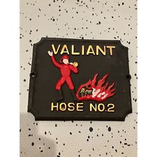 Vintage Cast Iron Valiant Hose No. 2 Firefighter Plaque Sign, 8.5 x 9.5 inches picture