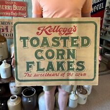 Antique 1910s Kelloggs Corn Flakes Cereal Cardbaord Advertising General Store Si picture