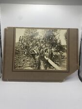 Large Antique Cabinet Card Men Working Digging Laying Pipe 14”x10” picture
