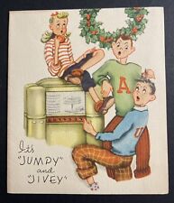 Vintage Christmas Card Teenagers Swing Jazz Jive Jukebox  Ice Cream Parlor picture