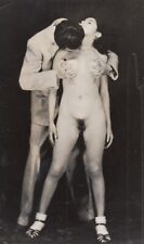 WEIRD & RARE: Nude bobby-sox girl hugged by guy in suit, data on back of print picture
