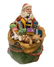 Large Vtg Fitz and Floyd Old Fashioned Christmas Santa Cookie Jar 13.5” NWOB picture