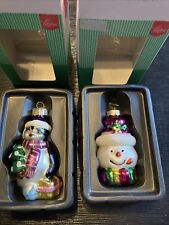 Glass Christmas Ornaments Snowman & Penguin picture