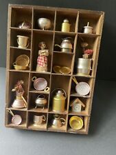 Pat Harris Inc Vtg.  Miniature Copper Miniatures Wall Hanging Wooden Shadow Box picture