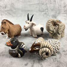 Artesania Rinconada Clay Figurines Goat Horse Elephant Sheep Duck Lot of 5 picture