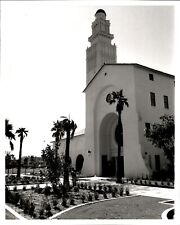LG970 Orig Photo BEAUTIFUL BUILDING White Facade Palm Trees Stained Glass Window picture