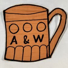 Vintage A & W Root Beer Hand Sewn Orange Embroidered Soda Patch A&W picture