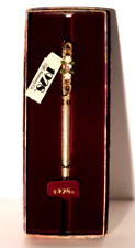 Vtg. 1928 Floral Faux Pearl Swirled Gold Tone Ink Pen with Case NWT picture