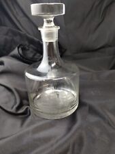 Vtg Etched Liquor Decanter with Stopper Tall Sailing Ship 10-1/2