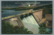 T.V.A. Norris Dam And Lake By Night Tennessee TN Vintage Linen Postcard picture