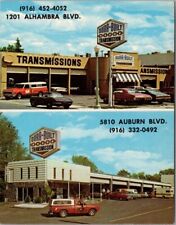 SACRAMENTO California Business Card / DURA-BUILT TRANSMISSION 2 Locations c1970s picture