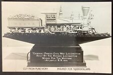 Civil War Locomotive General Train Carving Vintage RPPC Postcard Unposted picture