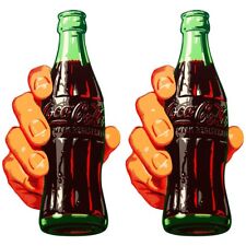 Coca-Cola Contour Hand and Bottle Vinyl Sticker Set Of 2, Officially Licensed picture