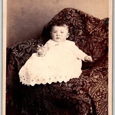 c1880s Reading, PA Cute Baby Sitting Boy or Girl Cabinet Card Photo Saylor B13 picture