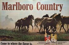 Marlboro Cigarettes Country Flavor Cowboy Horses Dusty Trail Vintage Print 1967 picture